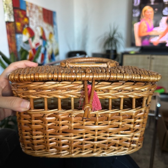 Vintage Bamboo straw bag - Picture 3 of 5